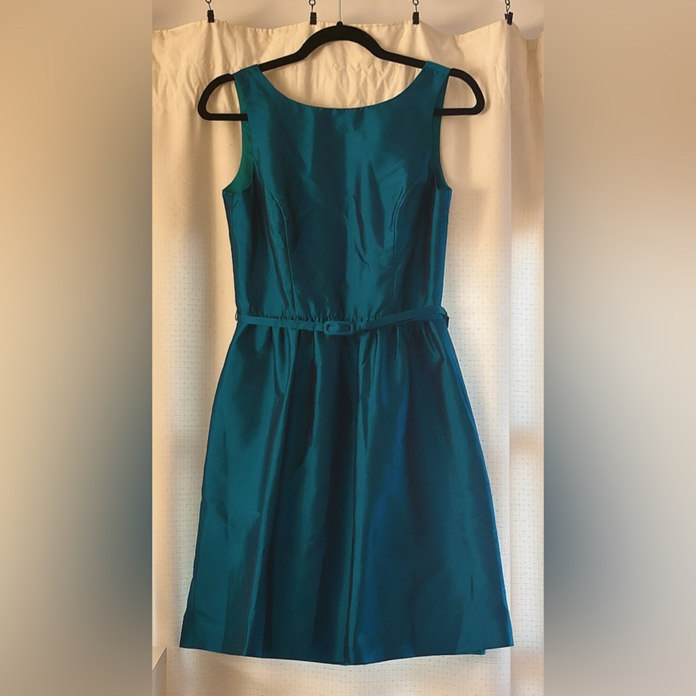 Alfred Sung Teal Fit & Flare Dress with Belt – Elegant Cocktail / Party Dress